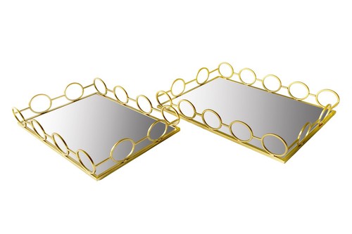 Set vassoi metallo oro - set, 2