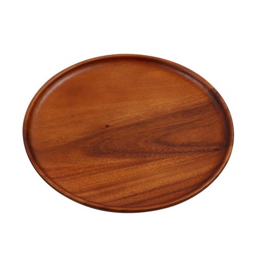 Acacia wood serving tray round - wood,