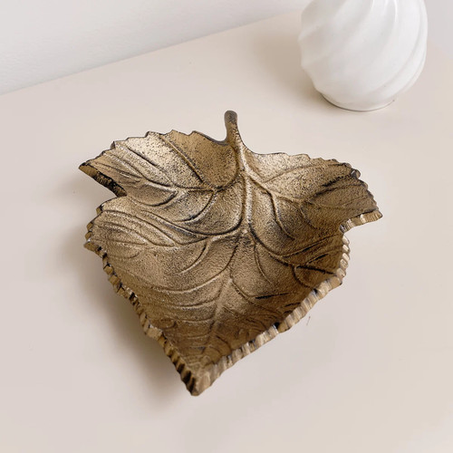 Rustic bronze leaf trinket - rustic,
